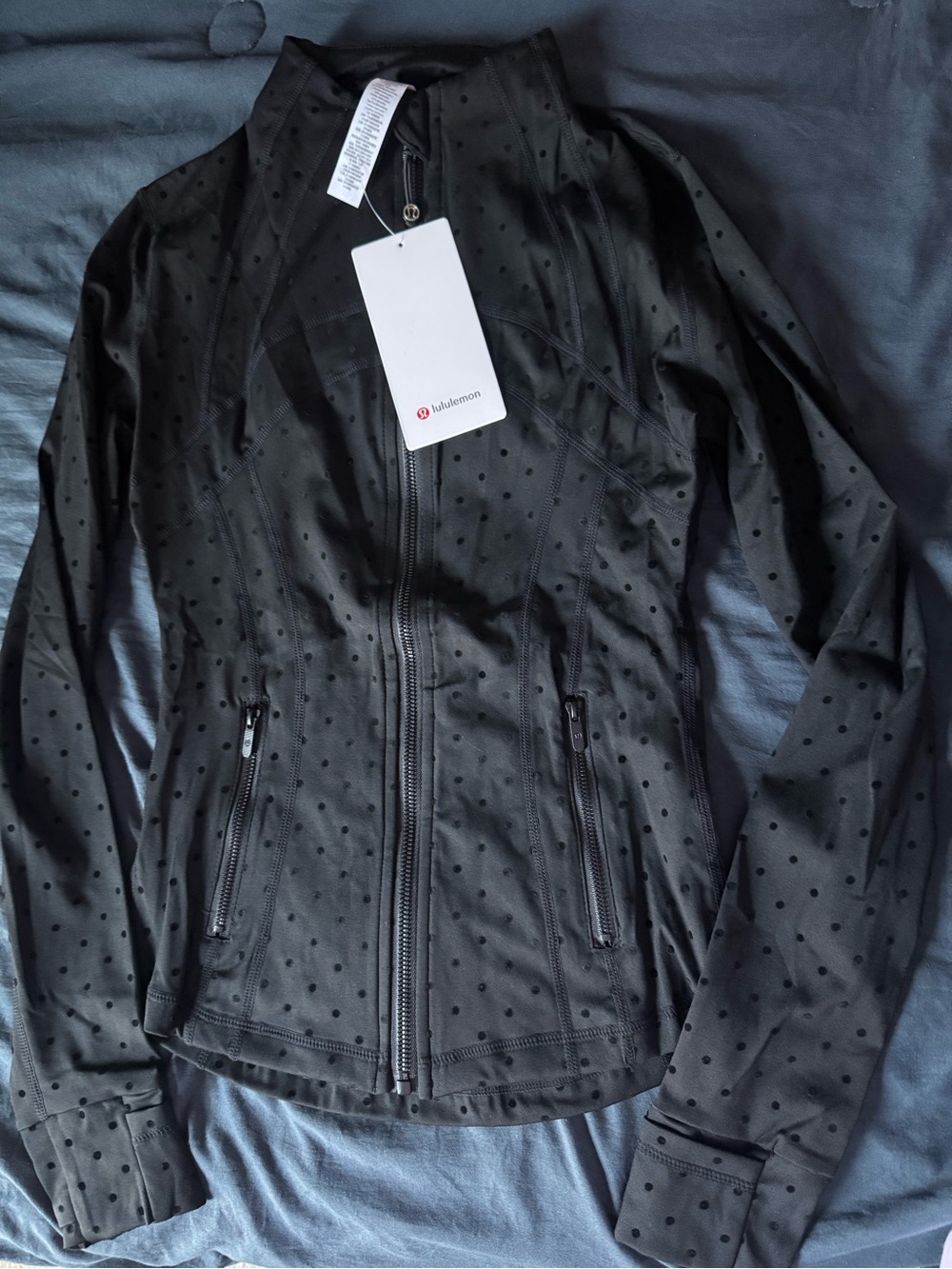 lululemon athletica Black Polka Dot Bomber-Style Athletic Jacket